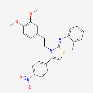 molecular formula C26H25N3O4S B11086785 N-[(2Z)-3-[2-(3,4-dimethoxyphenyl)ethyl]-4-(4-nitrophenyl)-1,3-thiazol-2(3H)-ylidene]-2-methylaniline 