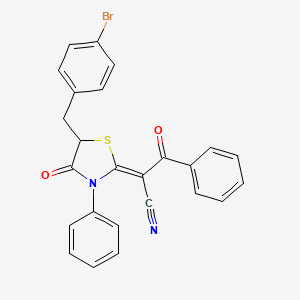 molecular formula C25H17BrN2O2S B11086805 (2Z)-2-[5-(4-bromobenzyl)-4-oxo-3-phenyl-1,3-thiazolidin-2-ylidene]-3-oxo-3-phenylpropanenitrile 