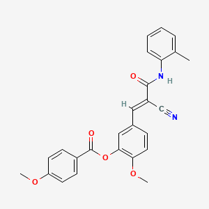 molecular formula C26H22N2O5 B11086825 5-{(1E)-2-cyano-3-[(2-methylphenyl)amino]-3-oxoprop-1-en-1-yl}-2-methoxyphenyl 4-methoxybenzoate 