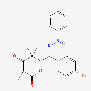 molecular formula C22H23BrN2O3 B11086848 6-[(E)-(4-bromophenyl)(2-phenylhydrazinylidene)methyl]-3,3,5,5-tetramethyldihydro-2H-pyran-2,4(3H)-dione 