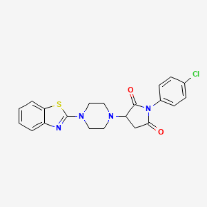 molecular formula C21H19ClN4O2S B11086858 3-[4-(1,3-Benzothiazol-2-yl)piperazin-1-yl]-1-(4-chlorophenyl)pyrrolidine-2,5-dione 