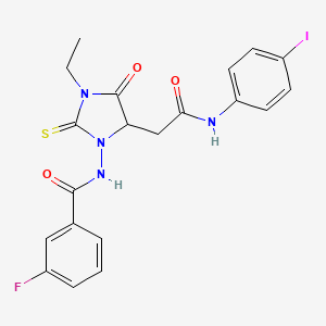 molecular formula C20H18FIN4O3S B11086897 N-(3-ethyl-5-{2-[(4-iodophenyl)amino]-2-oxoethyl}-4-oxo-2-thioxoimidazolidin-1-yl)-3-fluorobenzamide 