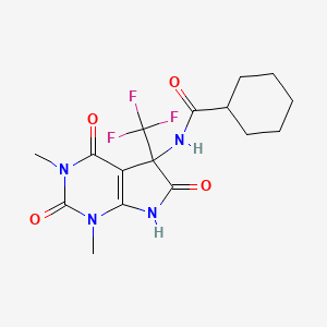 molecular formula C16H19F3N4O4 B11086924 Cyclohexanecarboxylic acid, (1,3-dimethyl-2,4,6-trioxo-5-trifluoromethyl-2,3,4,5,6,7-hexahydro-1H-pyrrolo[2,3-d]pyrimidin-5-yl)amide 