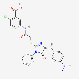 molecular formula C27H23ClN4O4S B11086930 2-chloro-5-{[({(4E)-4-[4-(dimethylamino)benzylidene]-5-oxo-1-phenyl-4,5-dihydro-1H-imidazol-2-yl}sulfanyl)acetyl]amino}benzoic acid 