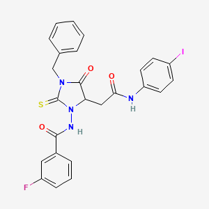 molecular formula C25H20FIN4O3S B11086964 N-(3-benzyl-5-{2-[(4-iodophenyl)amino]-2-oxoethyl}-4-oxo-2-thioxoimidazolidin-1-yl)-3-fluorobenzamide 