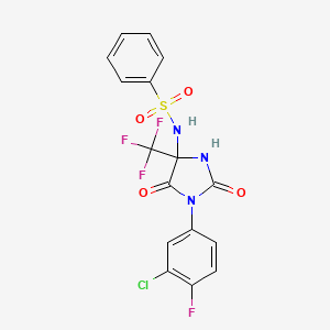 N-[1-(3-chloro-4-fluorophenyl)-2,5-dioxo-4-(trifluoromethyl)imidazolidin-4-yl]benzenesulfonamide