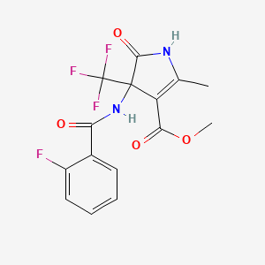 molecular formula C15H12F4N2O4 B11086997 1H-Pyrrole-3-carboxylic acid, 4-(2-fluorobenzoylamino)-2-methyl-5-oxo-4-trifluoromethyl-4,5-dihydro-, methyl ester 