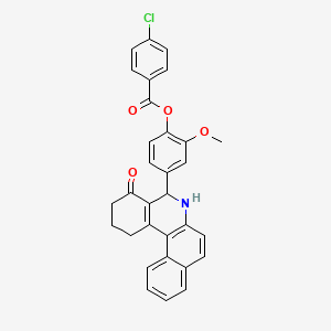 molecular formula C31H24ClNO4 B11087005 2-Methoxy-4-(4-oxo-1,2,3,4,5,6-hexahydrobenzo[a]phenanthridin-5-yl)phenyl 4-chlorobenzoate 