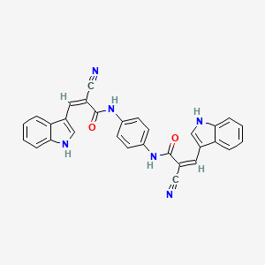 molecular formula C30H20N6O2 B11087078 (2Z,2'Z)-N,N'-benzene-1,4-diylbis[2-cyano-3-(1H-indol-3-yl)prop-2-enamide] 