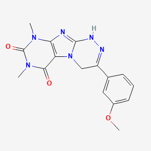 molecular formula C16H16N6O3 B11087091 3-(3-methoxyphenyl)-7,9-dimethyl-1,4-dihydro[1,2,4]triazino[3,4-f]purine-6,8(7H,9H)-dione 