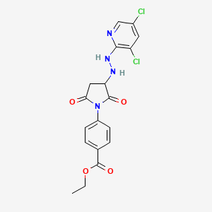 molecular formula C18H16Cl2N4O4 B11087092 Ethyl 4-{3-[2-(3,5-dichloropyridin-2-yl)hydrazinyl]-2,5-dioxopyrrolidin-1-yl}benzoate 