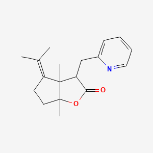 molecular formula C18H23NO2 B11087094 4-Isopropylidene-3a,6a-dimethyl-3-pyridin-2-ylmethyl-hexahydro-cyclopenta[b]furan-2-one 