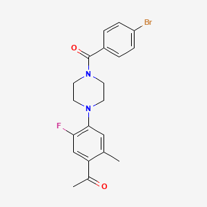 molecular formula C20H20BrFN2O2 B11087100 1-(4-{4-[(4-Bromophenyl)carbonyl]piperazin-1-yl}-5-fluoro-2-methylphenyl)ethanone 