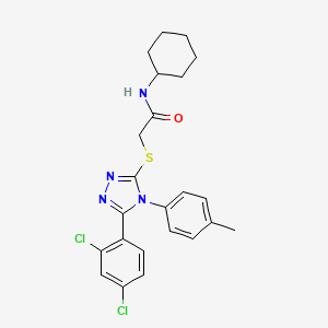 molecular formula C23H24Cl2N4OS B11087107 N-cyclohexyl-2-{[5-(2,4-dichlorophenyl)-4-(4-methylphenyl)-4H-1,2,4-triazol-3-yl]sulfanyl}acetamide 