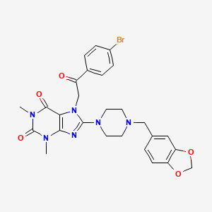 8-[4-(1,3-benzodioxol-5-ylmethyl)piperazin-1-yl]-7-[2-(4-bromophenyl)-2-oxoethyl]-1,3-dimethyl-3,7-dihydro-1H-purine-2,6-dione