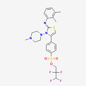 molecular formula C25H28F4N4O3S2 B11087150 2,2,3,3-Tetrafluoropropyl 4-[2-[(2,3-dimethylphenyl)imino]-3-(4-methylpiperazino)-1,3-thiazol-4(3H)-YL]-1-benzenesulfonate 