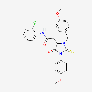 molecular formula C26H24ClN3O4S B11087170 N-(2-chlorophenyl)-2-[1-(4-methoxyphenyl)-3-[(4-methoxyphenyl)methyl]-5-oxo-2-sulfanylideneimidazolidin-4-yl]acetamide 