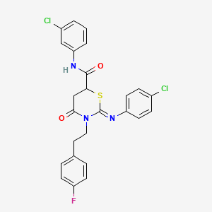 (2Z)-N-(3-chlorophenyl)-2-[(4-chlorophenyl)imino]-3-[2-(4-fluorophenyl)ethyl]-4-oxo-1,3-thiazinane-6-carboxamide