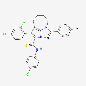 N-(4-chlorophenyl)-4-(2,4-dichlorophenyl)-1-(4-methylphenyl)-5,6,7,8-tetrahydro-2,2a,8a-triazacyclopenta[cd]azulene-3-carbothioamide