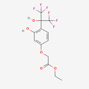 molecular formula C13H12F6O5 B11087239 Ethyl [4-(1,1,1,3,3,3-hexafluoro-2-hydroxypropan-2-yl)-3-hydroxyphenoxy]acetate 