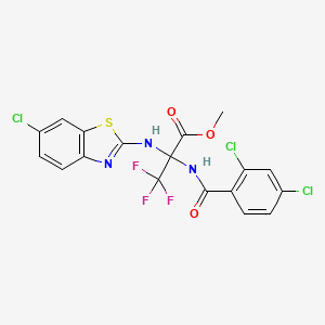 Methyl 2-[(6-chloro-1,3-benzothiazol-2-yl)amino]-2-[(2,4-dichlorobenzoyl)amino]-3,3,3-trifluoropropanoate