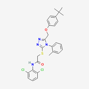 molecular formula C28H28Cl2N4O2S B11087279 2-({5-[(4-tert-butylphenoxy)methyl]-4-(2-methylphenyl)-4H-1,2,4-triazol-3-yl}sulfanyl)-N-(2,6-dichlorophenyl)acetamide CAS No. 539808-79-2