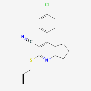 4-(4-chlorophenyl)-2-(prop-2-en-1-ylsulfanyl)-6,7-dihydro-5H-cyclopenta[b]pyridine-3-carbonitrile