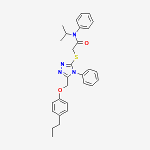 N-Isopropyl-N-phenyl-2-({4-phenyl-5-[(4-propylphenoxy)methyl]-4H-1,2,4-triazol-3-YL}sulfanyl)acetamide