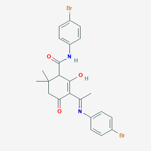 molecular formula C23H22Br2N2O3 B11087325 (5E)-N-(4-bromophenyl)-5-{1-[(4-bromophenyl)amino]ethylidene}-2,2-dimethyl-4,6-dioxocyclohexanecarboxamide 