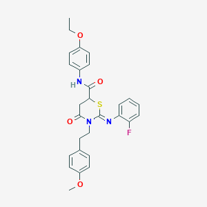 (2Z)-N-(4-ethoxyphenyl)-2-[(2-fluorophenyl)imino]-3-[2-(4-methoxyphenyl)ethyl]-4-oxo-1,3-thiazinane-6-carboxamide