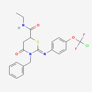 (2Z)-3-benzyl-2-({4-[chloro(difluoro)methoxy]phenyl}imino)-N-ethyl-4-oxo-1,3-thiazinane-6-carboxamide