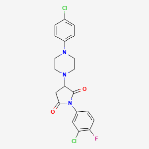 molecular formula C20H18Cl2FN3O2 B11087388 1-(3-Chloro-4-fluorophenyl)-3-[4-(4-chlorophenyl)piperazin-1-yl]pyrrolidine-2,5-dione 