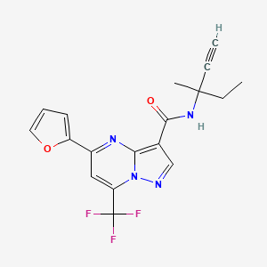 molecular formula C18H15F3N4O2 B11087397 5-(furan-2-yl)-N-(3-methylpent-1-yn-3-yl)-7-(trifluoromethyl)pyrazolo[1,5-a]pyrimidine-3-carboxamide 