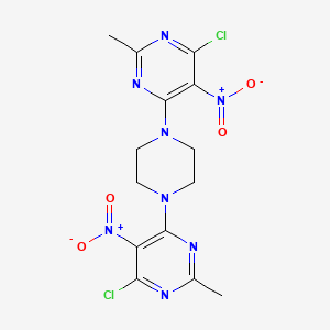 molecular formula C14H14Cl2N8O4 B11087407 4,4'-Piperazine-1,4-diylbis(6-chloro-2-methyl-5-nitropyrimidine) 