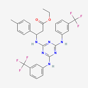 Ethyl 3-({4,6-bis[3-(trifluoromethyl)anilino]-1,3,5-triazin-2-YL}amino)-3-(4-methylphenyl)propanoate