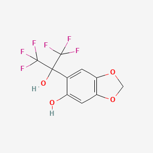 molecular formula C10H6F6O4 B11087423 6-(1,1,1,3,3,3-Hexafluoro-2-hydroxypropan-2-yl)-1,3-benzodioxol-5-ol 