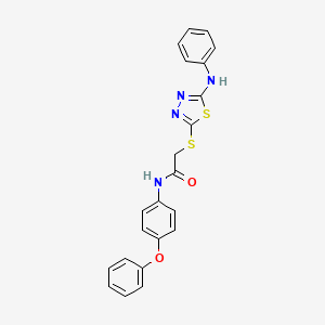 molecular formula C22H18N4O2S2 B11087425 N-(4-phenoxyphenyl)-2-{[5-(phenylamino)-1,3,4-thiadiazol-2-yl]sulfanyl}acetamide 