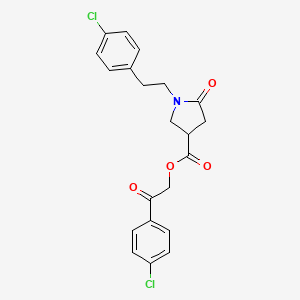 molecular formula C21H19Cl2NO4 B11087432 2-(4-Chlorophenyl)-2-oxoethyl 1-[2-(4-chlorophenyl)ethyl]-5-oxopyrrolidine-3-carboxylate 