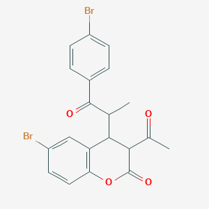 molecular formula C20H16Br2O4 B11087447 3-acetyl-6-bromo-4-[1-(4-bromophenyl)-1-oxopropan-2-yl]-3,4-dihydro-2H-chromen-2-one 