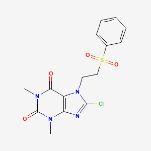 molecular formula C15H15ClN4O4S B11087449 8-chloro-1,3-dimethyl-7-[2-(phenylsulfonyl)ethyl]-3,7-dihydro-1H-purine-2,6-dione 