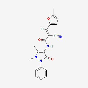 molecular formula C20H18N4O3 B11087471 (2E)-2-cyano-N-(1,5-dimethyl-3-oxo-2-phenyl-2,3-dihydro-1H-pyrazol-4-yl)-3-(5-methyl-2-furyl)acrylamide 