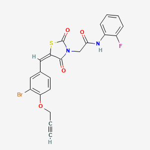 2-{(5E)-5-[3-bromo-4-(prop-2-yn-1-yloxy)benzylidene]-2,4-dioxo-1,3-thiazolidin-3-yl}-N-(2-fluorophenyl)acetamide