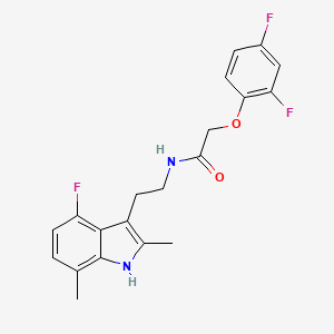 molecular formula C20H19F3N2O2 B11087486 2-(2,4-difluorophenoxy)-N-[2-(4-fluoro-2,7-dimethyl-1H-indol-3-yl)ethyl]acetamide 