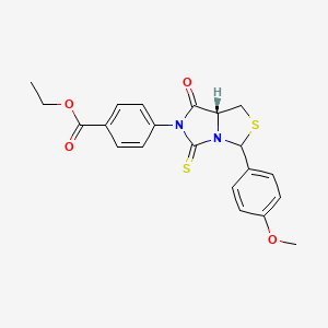 molecular formula C21H20N2O4S2 B11087501 ethyl 4-[(7aR)-3-(4-methoxyphenyl)-7-oxo-5-thioxodihydro-1H-imidazo[1,5-c][1,3]thiazol-6(5H)-yl]benzoate 