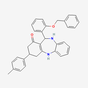 molecular formula C33H30N2O2 B11087524 11-[2-(benzyloxy)phenyl]-3-(4-methylphenyl)-2,3,4,5,10,11-hexahydro-1H-dibenzo[b,e][1,4]diazepin-1-one 