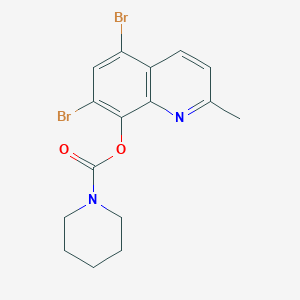 molecular formula C16H16Br2N2O2 B11087566 5,7-Dibromo-2-methylquinolin-8-yl piperidine-1-carboxylate 