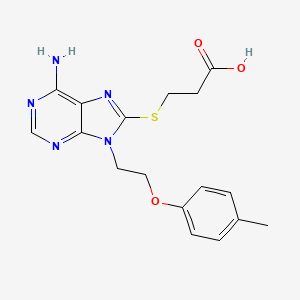 3-({6-amino-9-[2-(4-methylphenoxy)ethyl]-9H-purin-8-yl}sulfanyl)propanoic acid