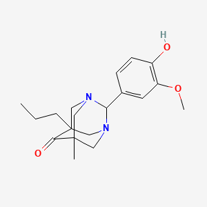 molecular formula C19H26N2O3 B11087583 2-(4-Hydroxy-3-methoxyphenyl)-5-methyl-7-propyl-1,3-diazatricyclo[3.3.1.1~3,7~]decan-6-one 