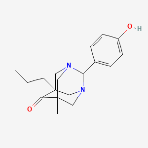 molecular formula C18H24N2O2 B11087584 2-(4-Hydroxyphenyl)-5-methyl-7-propyl-1,3-diazatricyclo[3.3.1.1~3,7~]decan-6-one 