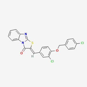 molecular formula C23H14Cl2N2O2S B11087590 (2Z)-2-{3-chloro-4-[(4-chlorobenzyl)oxy]benzylidene}[1,3]thiazolo[3,2-a]benzimidazol-3(2H)-one 